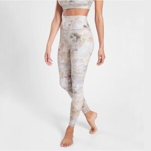 Athleta Elation Ultra High Rise Gilded Tight Gold Metallic Leggings Large Womens